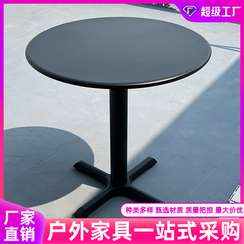 Mesa redonda de acero al carbono impermeable para exterior, balcón, bar o restaurante