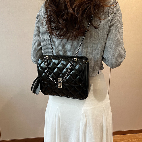 Backpack for women 2024 new fashion high-end niche rhombus chain small square bag casual lightweight travel backpack