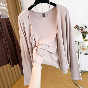 Plus Size Women's Outer Blouse Cardigan Modal Cotton Ultra-Thin Jacket Fat mm Soft Waxy Sun Protection Shirt 3515