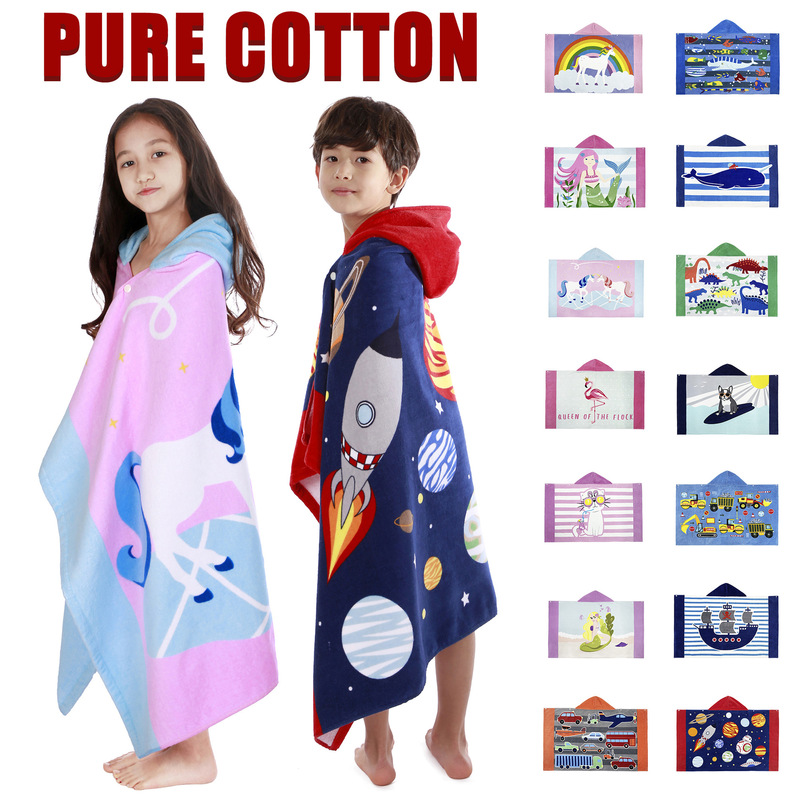 Amazon cartoon beach towel European and American children's wearable bath towel bathroom bath pure cotton hooded bath towel bathrobe Amazon cartoon beach towel European and American children's wearable bath towel bathroom bath pure cotton hooded bath towel bathrobe