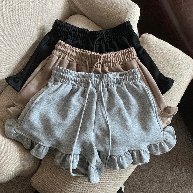 Ear Edge Design Sense Niche Sports Casual Shorts Women's High Waist Loose Outer Wear Home Wide Leg Hot Pants Fashion