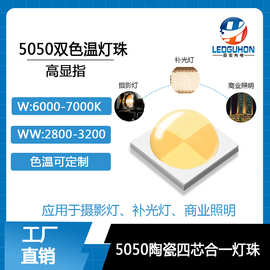5050正白暖白四芯双色温led灯珠摄影灯补光灯5050四芯合一led灯珠