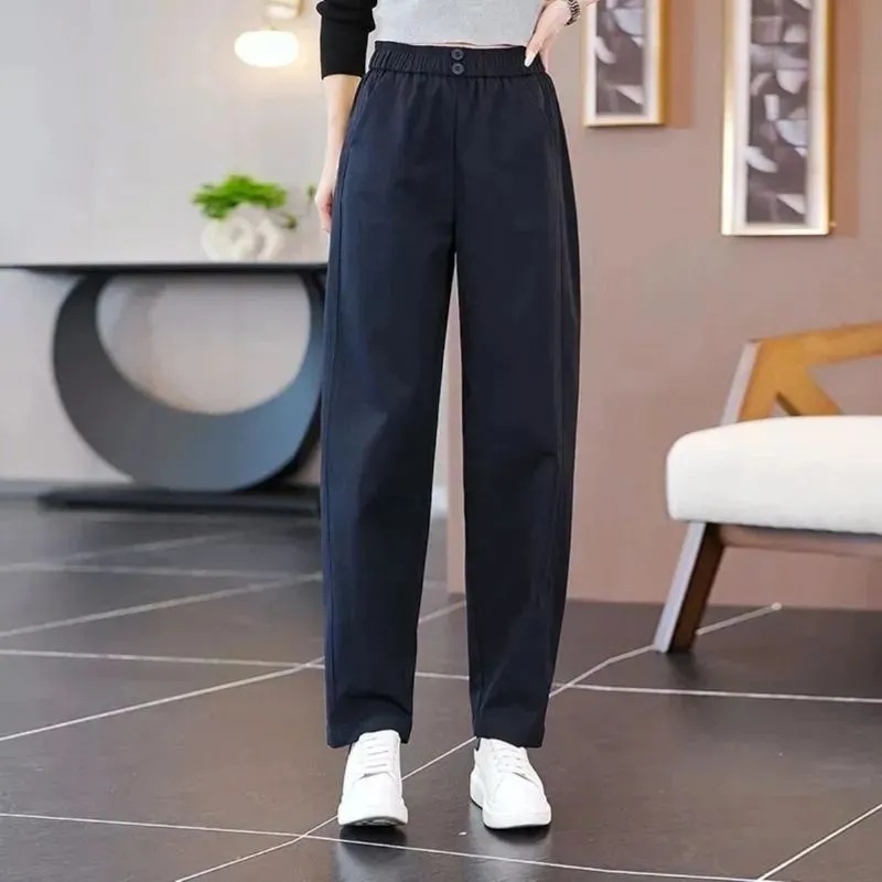 2026 primavera nuevos pantalones Harun de cintura alta pantalones de estilo universal para cubrir la carne de mediana edad, pantalones de moda, pantalones de pantalones