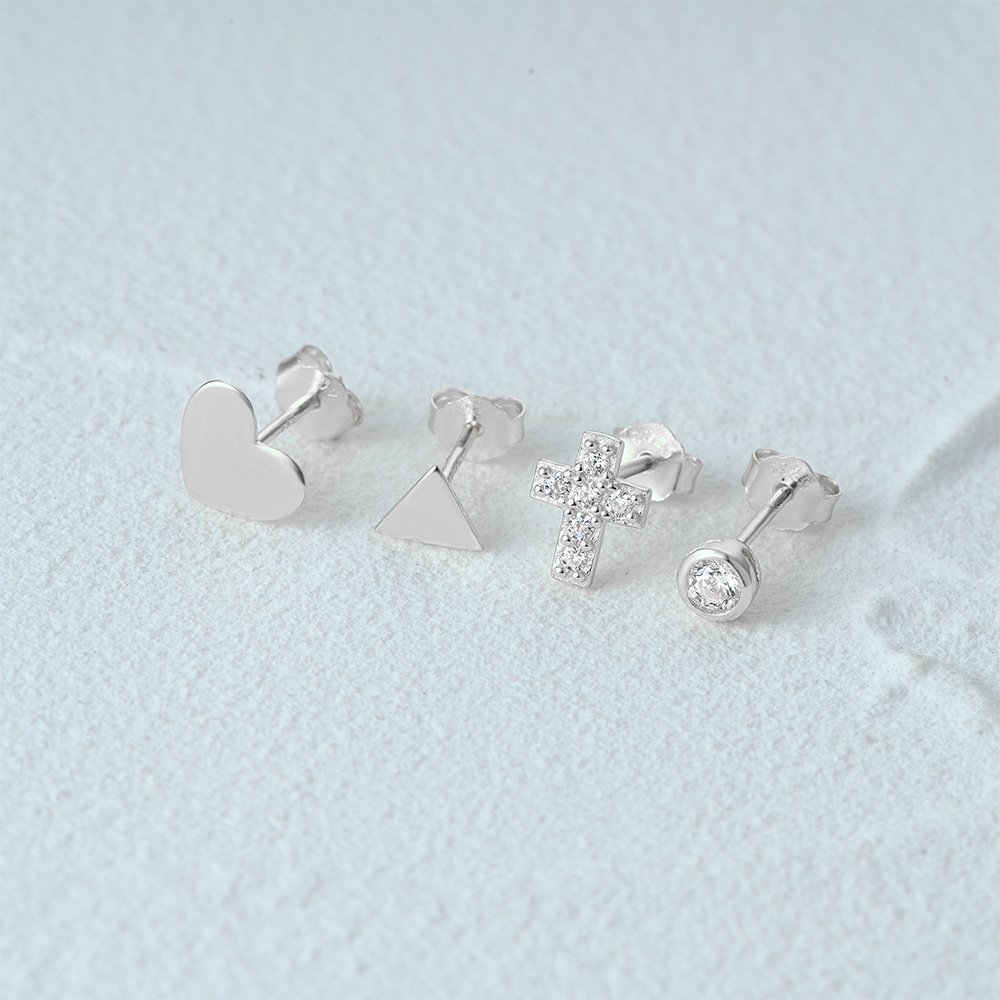 3g Weight Ear Studs Classification 1 Set Quantity Daily Occasion 925 Sterling Silver Material Star, Butterfly Pattern Women's Gender Plating Design Simple Style Style 1 Set 925 Sterling Silver Star Butterfly Ear Studs 66