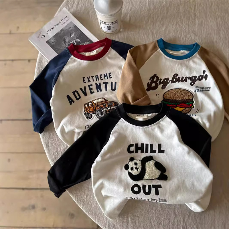 Children's Cartoon T-Shirt 2026 Spring and Autumn Cartoon Cotton T-Shirt for Boys and Girls Stylish Color-Blocking Raglan Sleeve Base Shirt Wholesale Children's Cartoon T-Shirt 2026 Spring and Autumn Cartoon Cotton T-Shirt for Boys and Girls Stylish Color-Blocking Raglan Sleeve Base Shirt Wholesale