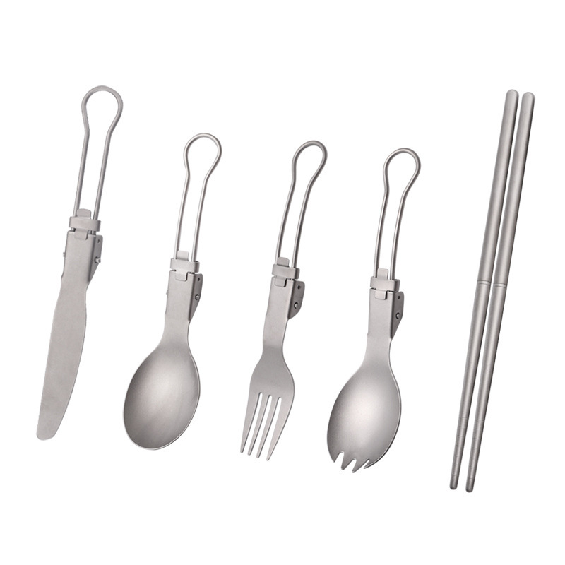Pure Titanium Knife, Fork, Spoon, Foldable Tableware Set, Chopsticks, Straw, Ultra-Light Outdoor Camping Portable Tableware Pure Titanium Knife, Fork, Spoon, Foldable Tableware Set, Chopsticks, Straw, Ultra-Light Outdoor Camping Portable Tableware