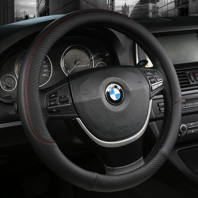 Breathable Suitable for Many Models | Steering wheel cover - general-quality-double-line-mysterious-black-round
