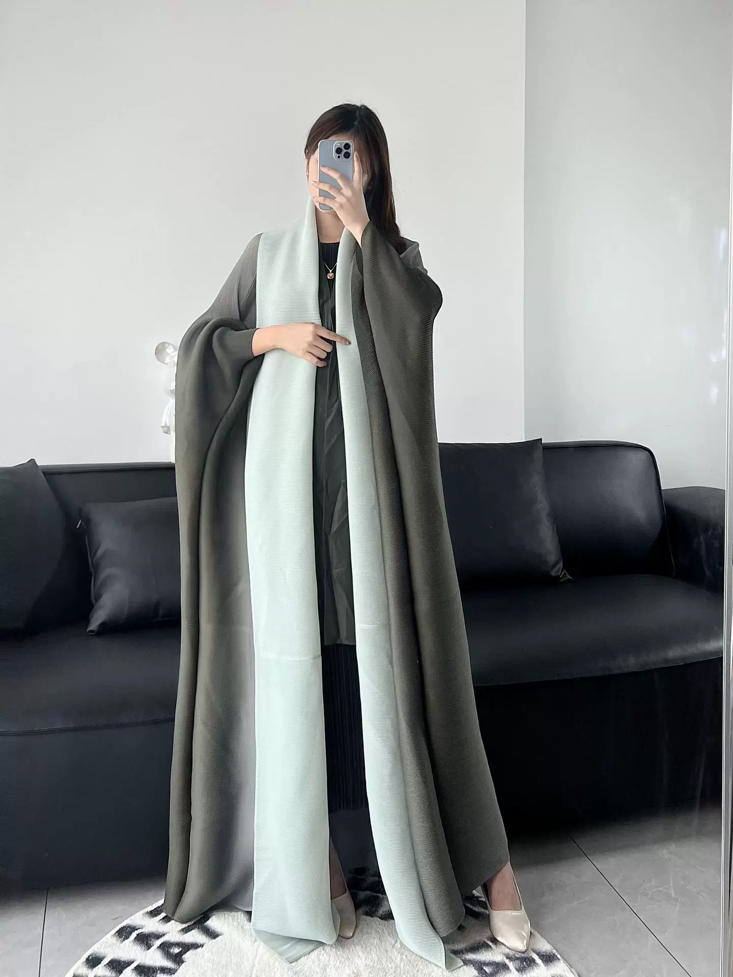 Абая (Дубай) Miyake пальцевая кардиган-куртка — женская длинная складчатая абая, размеры до 152 см