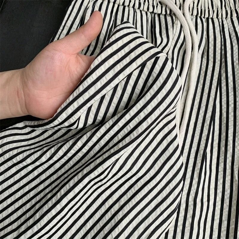 Customizable Processing with Embroidery and Printing, 2025 New Style Ice Silk Yamamoto Vertical Stripe Casual Wide-Leg Pants for Women, Mosquito-Proof Customizable Processing with Embroidery and Printing, 2025 New Style Ice Silk Yamamoto Vertical Stripe Casual Wide-Leg Pants for Women, Mosquito-Proof