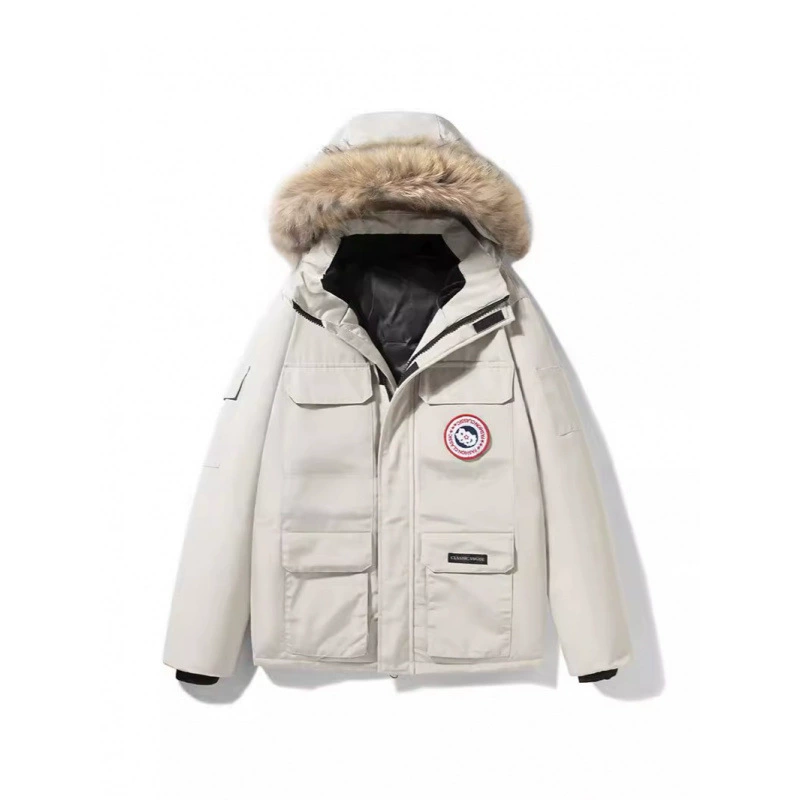 Пуховик мужской трансграничный пара белая утка с капюшоном прилив на открытом воздухе утолщает теплый большой гусиный шерстяной шкурот женский