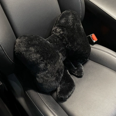 Cute Bow Car Seat – Headrest - plush-ribbon-bow-black-waist
