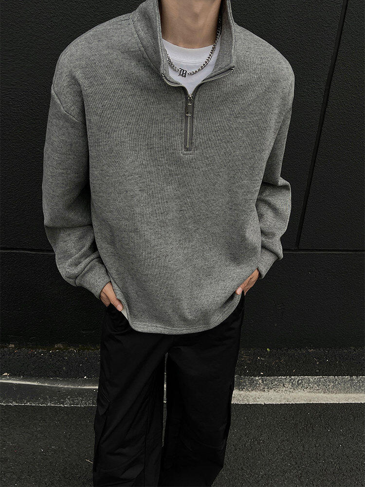 Herr half-zip sweatshirt med fleece i höst och vinter_voghion.com
