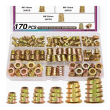 跨境170pcs 内外牙螺母家具配件预埋螺母锌合金带介家具螺母盒装