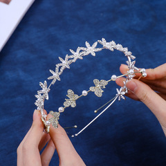 森系珍珠花朵發箍女甜美壓發發卡網紅頭箍夏季外出百搭高級感髮飾