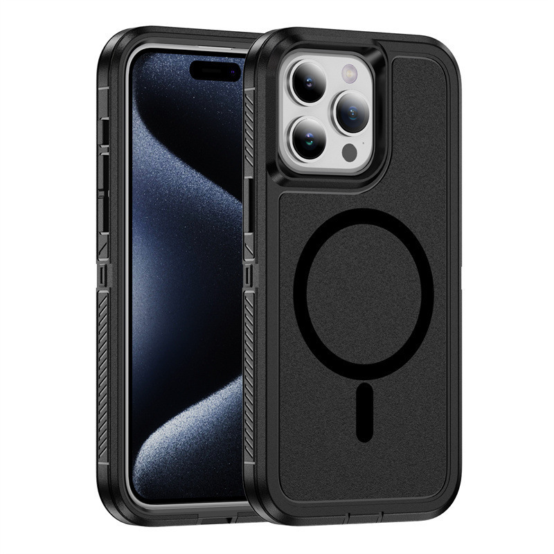 iPhone16 ガーディアン三防スマホケース 磁気ワイヤレス充電対応 Apple 15 滑り止め 落下防止保護カバー|undefined