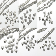 黑胆石镀银方片三角隔珠不规则随形散珠手链项链diy配件材料串珠