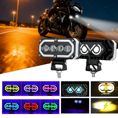 Motorcycle headlights, headlights yellow-white flashing motorcycle spotlight
