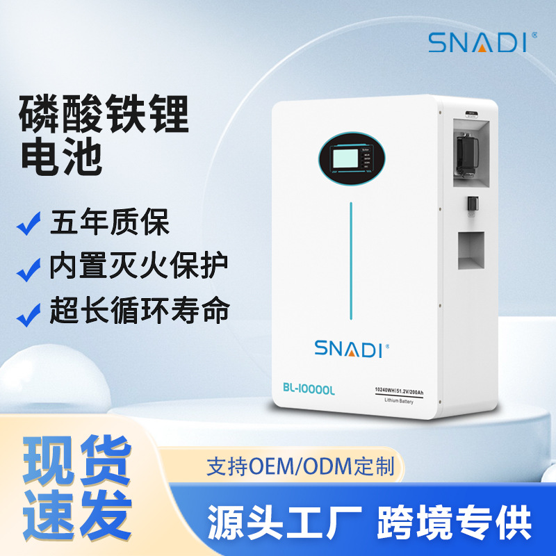 跨境家用太阳能储能电池a品电芯自带bms壁挂式磷酸铁锂储能电池