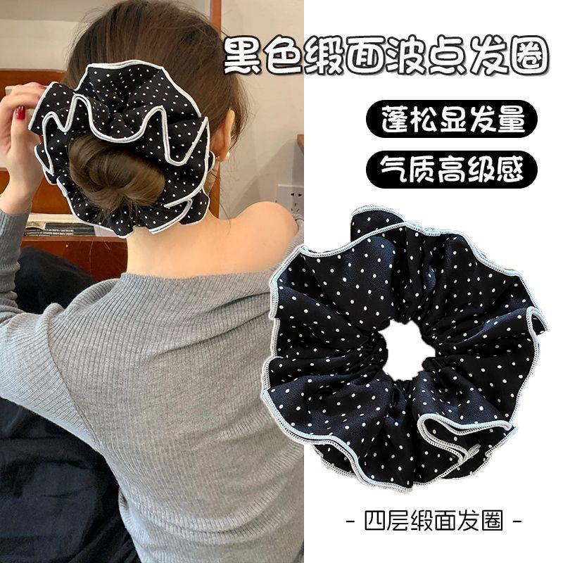 61#Black satin polka dot four layers about 15cm