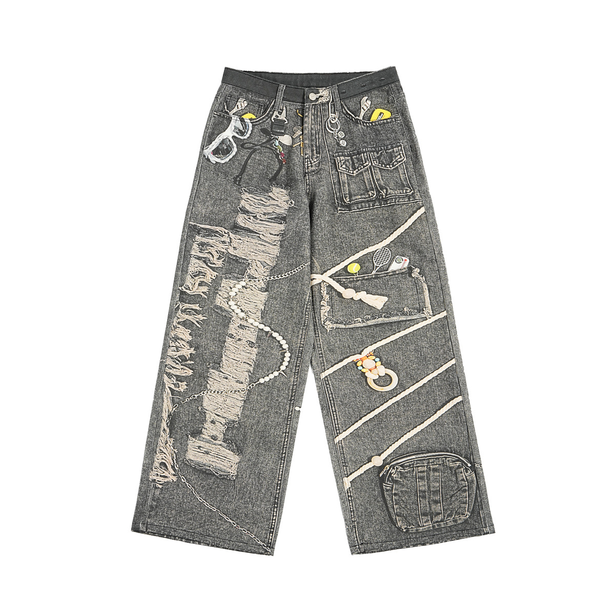 ETAI Hombre| 320g algodón pesado de moda impresa jeans hombre de alta calidad callejera impresa 3D pantalones recto