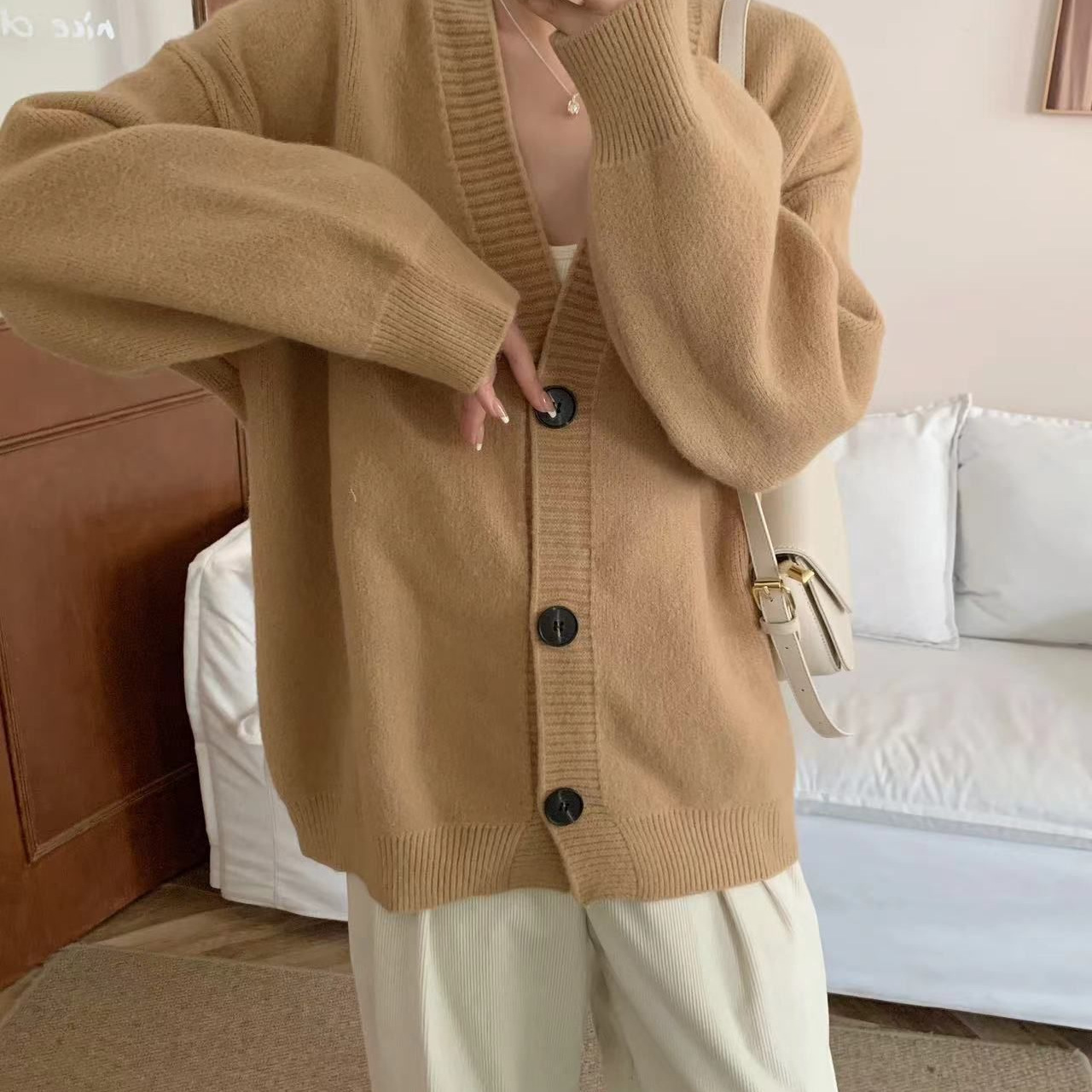 24 invierno Puyuan suéter khaki chaqueta mujer engrosado 2024 otoño invierno nuevo estilo coreano image 10