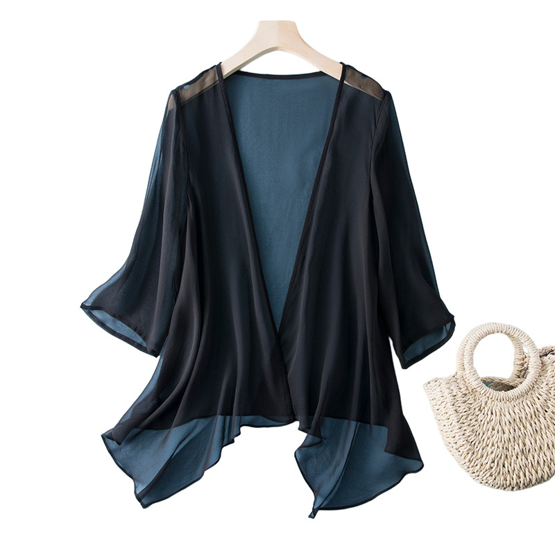 Women's Mulberry Silk Cardigan Thin Sun Protection Shawl Wrap_voghion.com