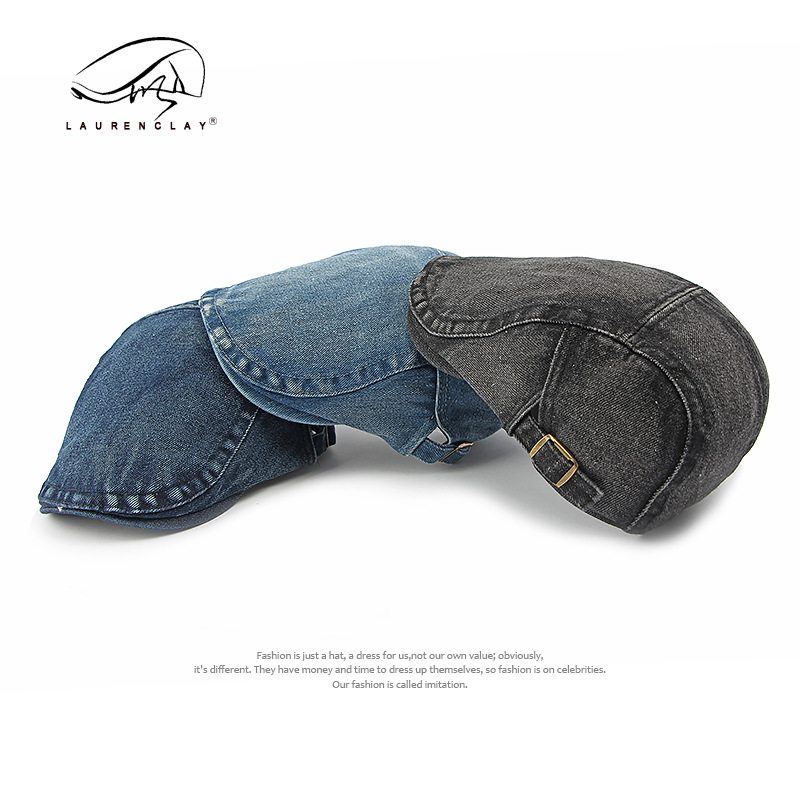 Sombrero de vaquero coreano de lavado de agua Boina de dama Inglés retro simple gorra de boca de pato gorra de algodón hombre