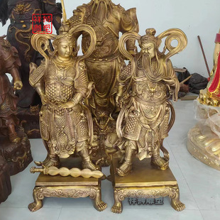 Brass Buddha Statue of Guanyin and Weito Bodhisattva for Home Altar Decoration, Guan Gong and Weito, God of Wealth, Wholesale from Manufacturer