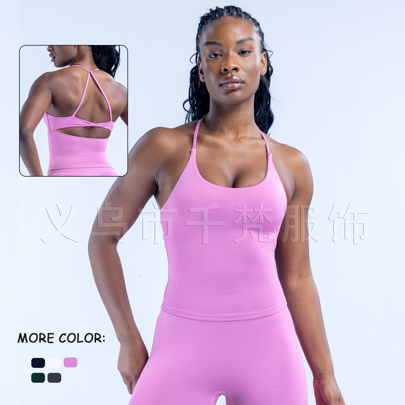 Dfyne's New Vest Is Exclusively Available for Cross-Border Sales, Featuring High Elasticity, Twist Design, Seamless Backless Style, and Is Suitable for Fitness and Yoga Wear Dfyne's New Vest Is Exclusively Available for Cross-Border Sales, Featuring High Elasticity, Twist Design, Seamless Backless Style, and Is Suitable for Fitness and Yoga Wear