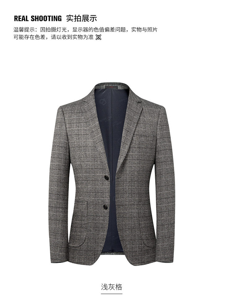 Áo vest nam họa tiết kẻ caro phong cách Hàn Quốc, dáng ôm co giãn, mặc thường ngày — Caro xám nhạt chi tiết 14