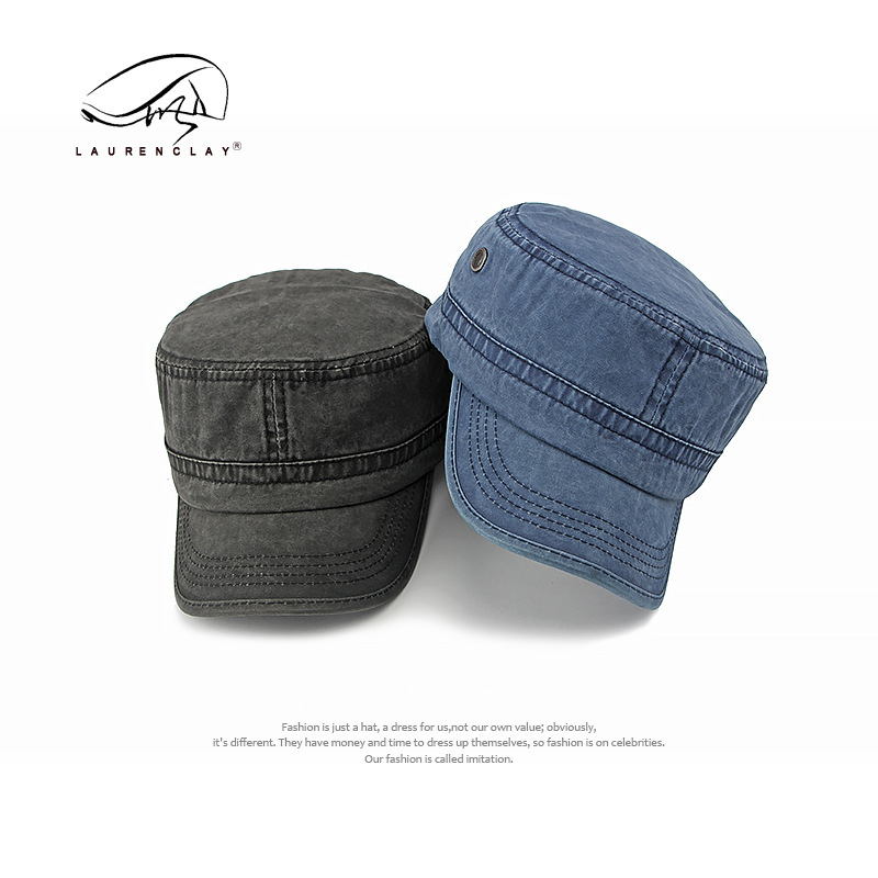 Sombrero para hombres de verano delgado transpirable lavado con agua gorra de algodón casualidad versátil retro sombrero superior plana personalidad sombrero militar mujer