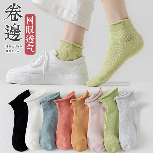 Maternity socks, women's mid-calf socks, spring and summer thin mesh shallow mouth socks, spring and autumn loose mouth thin cotton postpartum confinement socks