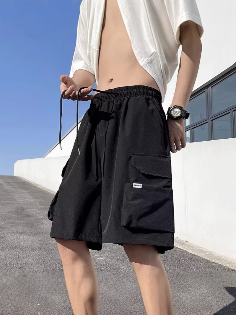 Summer Ins Dark High Street Multi-Pocket Cargo Shorts Men's Loose Straight Sports American Casual Five-Point Pants