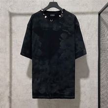 毒家版本现货BL家新款五金配饰穿孔做旧短袖T恤宽松版型男女同款T