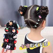 女童夏日凉爽双丸子头造型卡通假发圈甜美可爱假发丸子头发饰头花