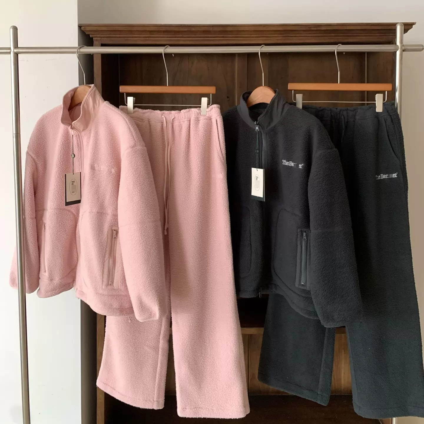 现货2025冬季新韩国东大门宽松纯色双面穿摇粒绒外套休闲裤套装女