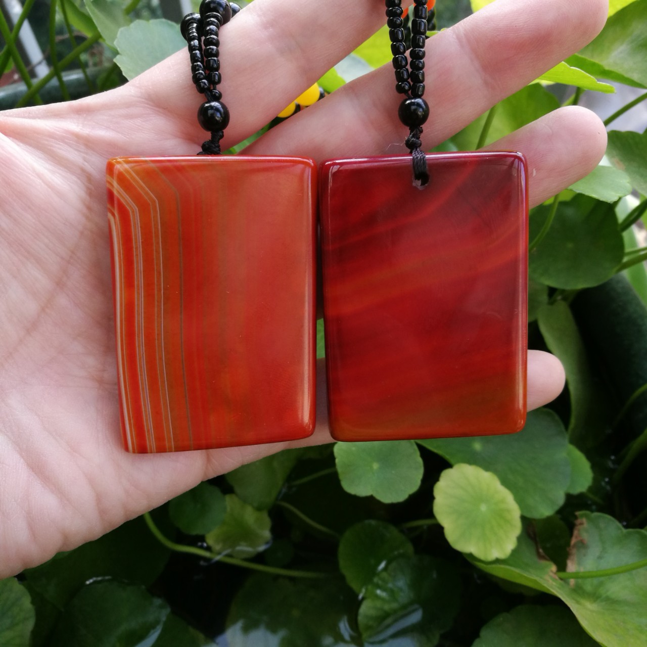 智贝详情图_9红玛瑙缠丝战国红玛瑙牌子方牌项链吊坠玛瑙无事牌