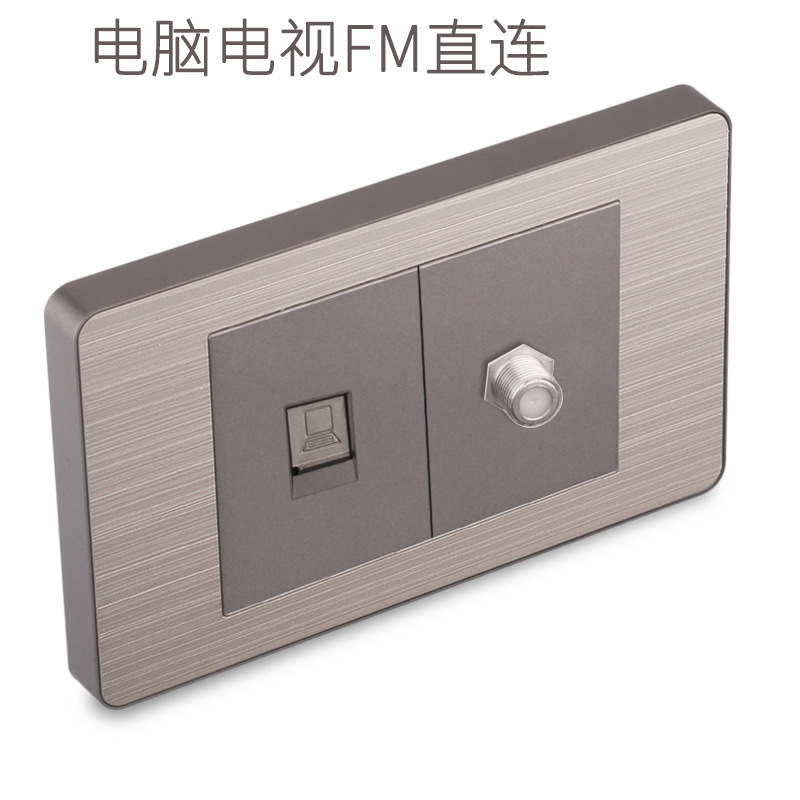 15A panel de metal de acero inoxidable gris dibujado tres agujeros Taiwan fabricado en Estados Unidos enchufe de pared conmutador suministro directo