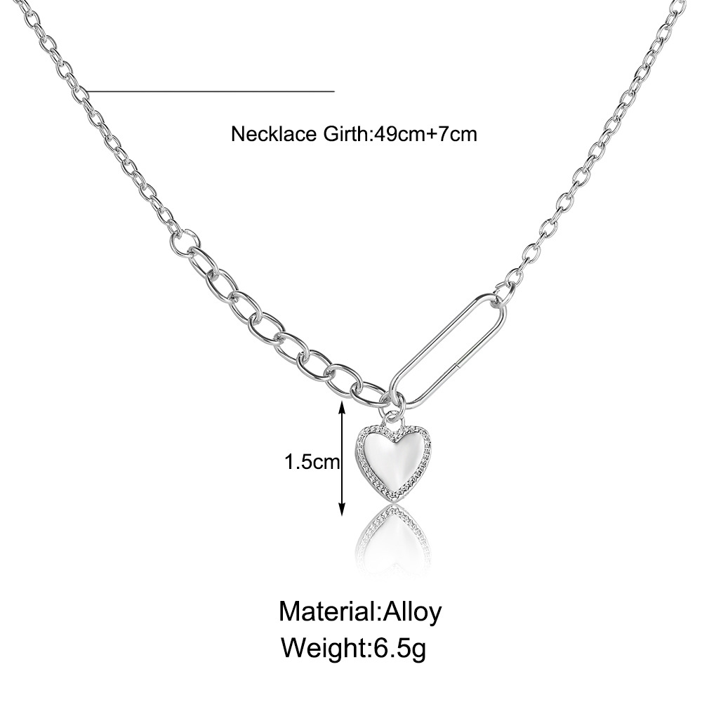 Neue personalisierte Spleißen Kette Liebe Anhänger Halskette kreative Silber Liebe asymmetrische Halskette_voghion.com