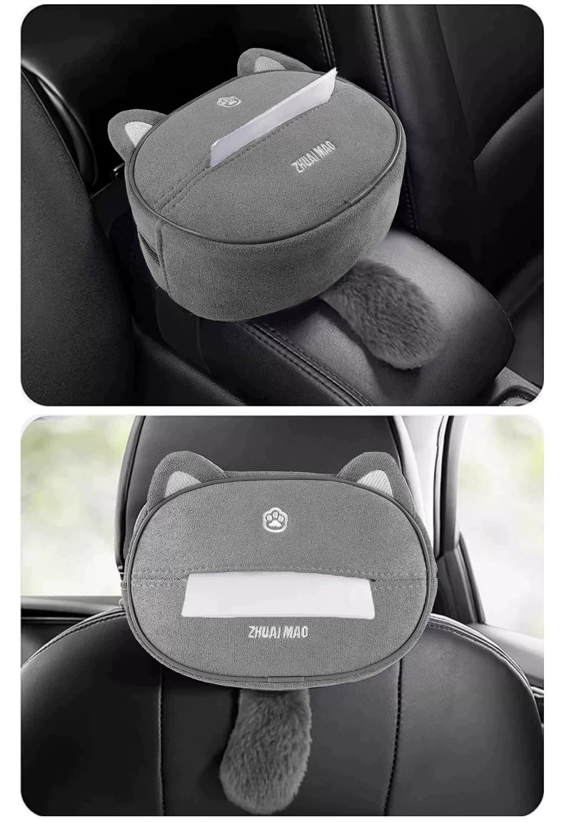 Car Tissue Box Car Cartoon Decorative Tissue Box Creative Cute Car Seat Back Hanging Armrest Box Tissue Box