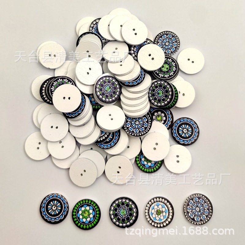 1.5/2/2.5cm Botones de disco de impresión azul sobre fondo blanco Botones de disco de impresión sobre fondo blanco 100 piezas por paquete