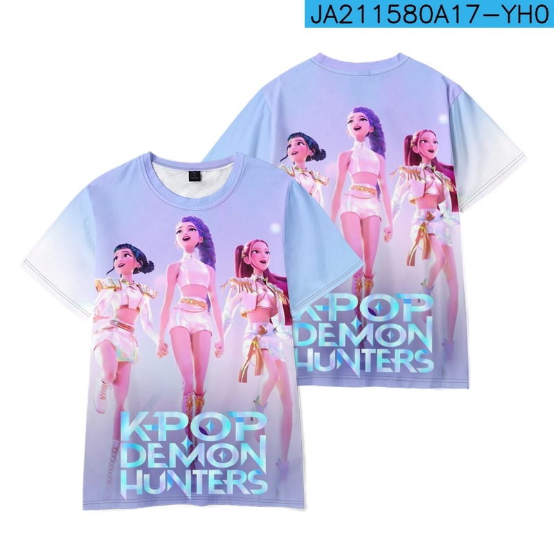 3D新品电影  K-POP 猎魔女团  印花短袖T恤印花成人童装夏季|undefined
