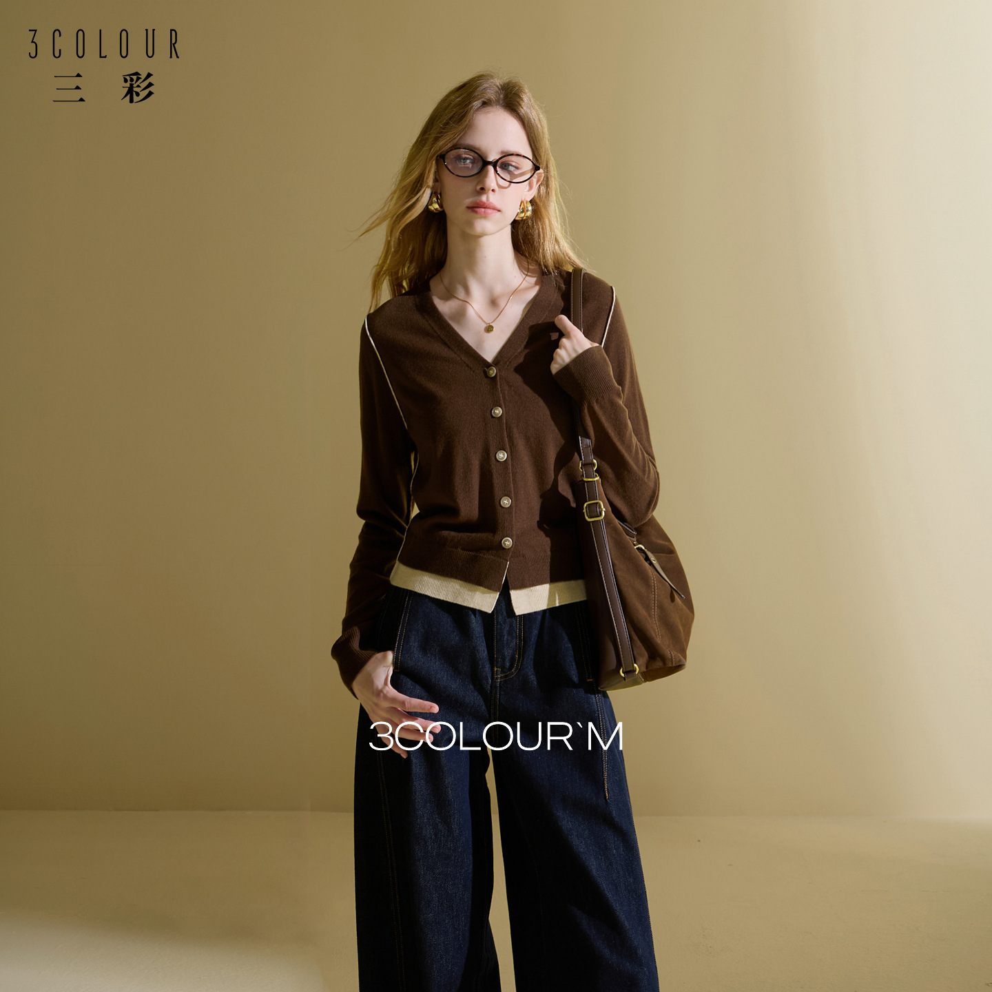 Sancai 2026 Spring New Maillard Knitted Cardigan V-Neck Jacket Retro Petite Wool Sweater for Women Thin m