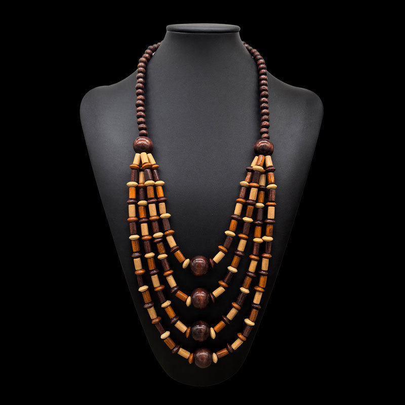 Cross-border New Wooden Beads Multi-layer Handmade Long Necklace Women's Bamboo Wooden Woolen Chain necklace Wood Cross-border New Wooden Beads Multi-layer Handmade Long Necklace Women's Bamboo Wooden Woolen Chain necklace Wood