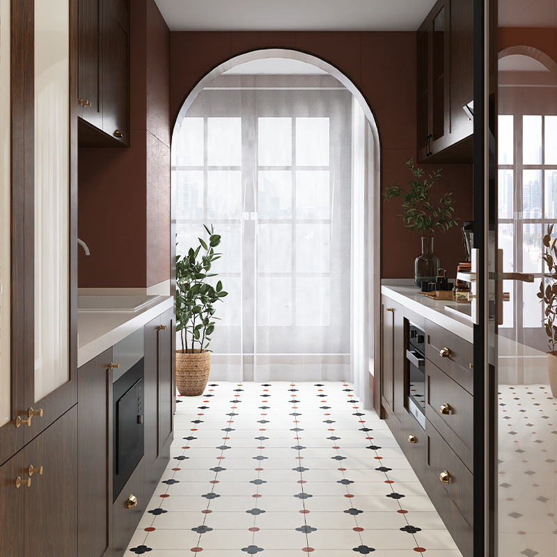 中古风卫生间瓷砖400x800 美拉德复古厨房花砖阳台地砖焦糖色墙砖