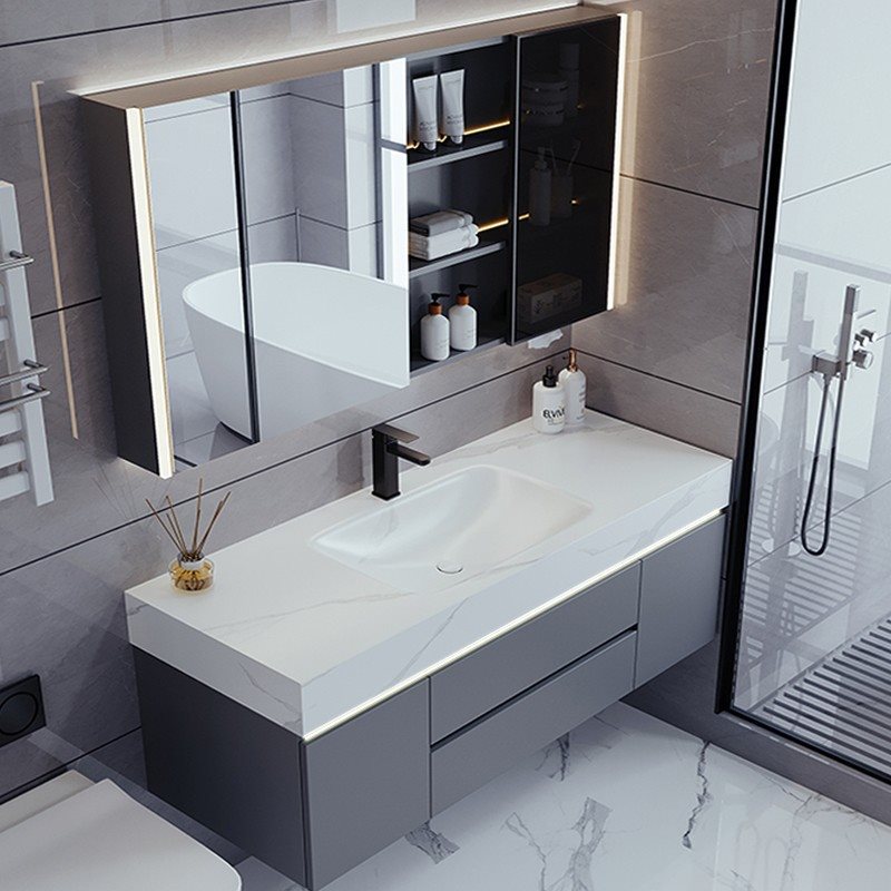 Xiaoshan 2025 New Slate Hot-Bent Integrated Basin Bathroom Cabinet Combination Bathroom Washbasin Washbasin Washstand