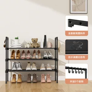 跨境金属鞋架子鞋柜出租屋用门口多层折叠家用置物移动收纳落地