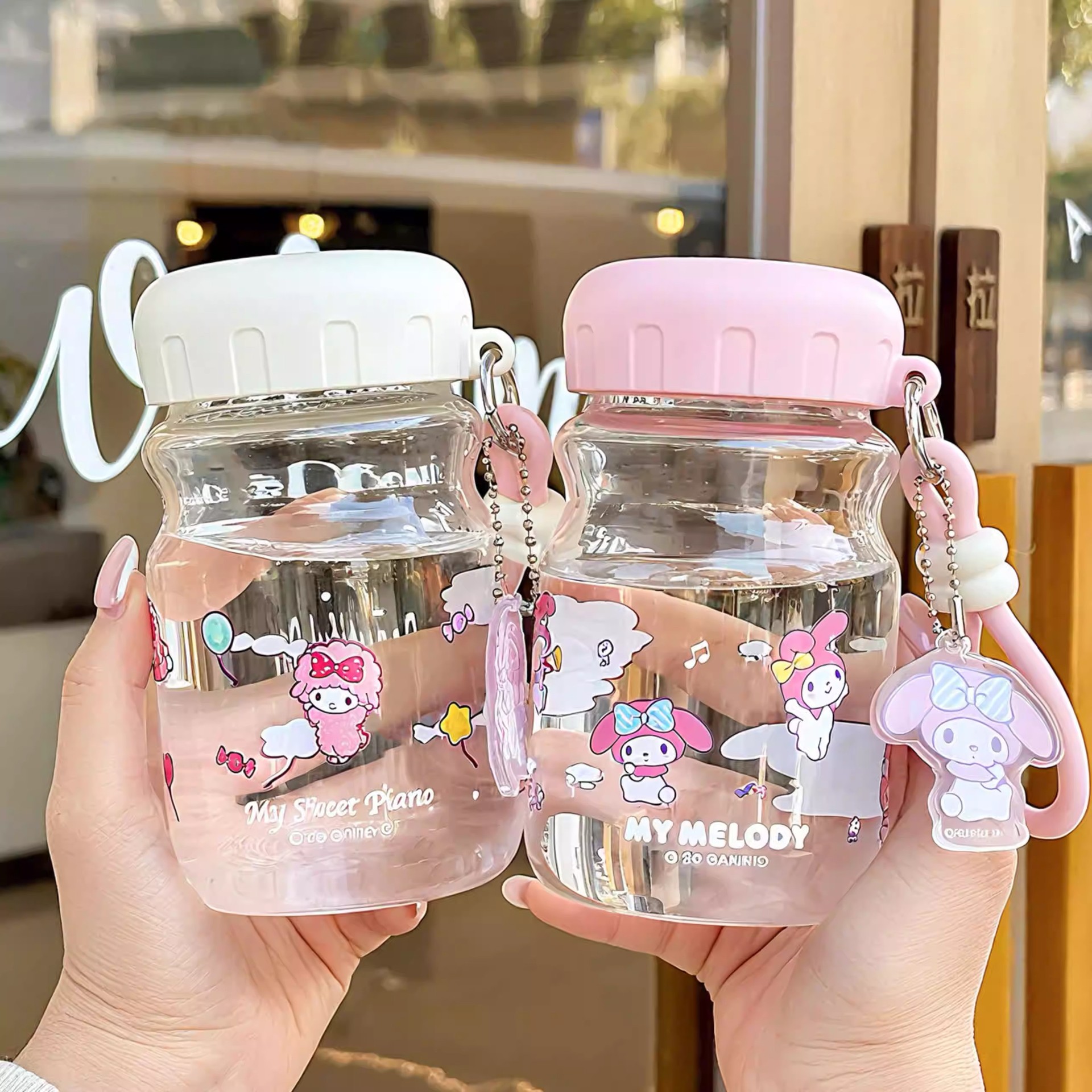 Sanliogou vidrio encantador Kulomi niñas tazas de verano de agua especial para la escuela pequeña taza portátil mini bolsillo
