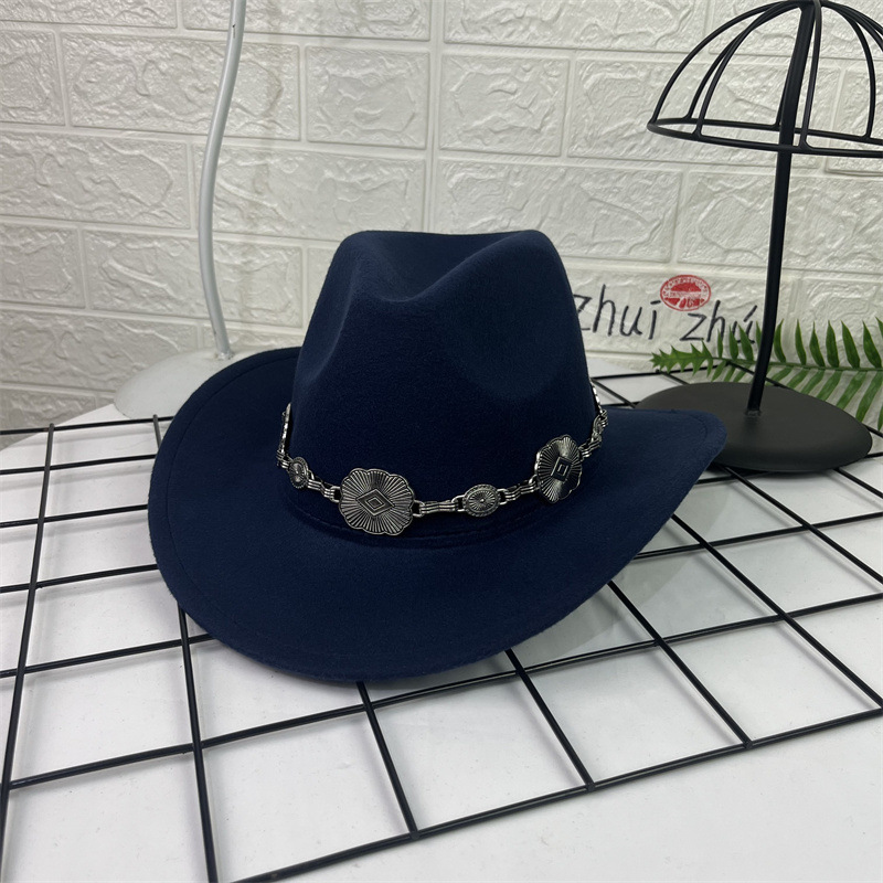 Sombrero Cowboy de Lana con Dije Ovalado de Ala Ancha para Primavera image 15