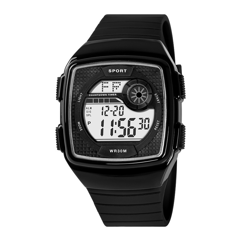 Tendencia de hombres cuadrados estudiantes adolescentes cronógrafo reloj electrónico alarma multifuncional luz nocturna reloj electrónico al por mayor